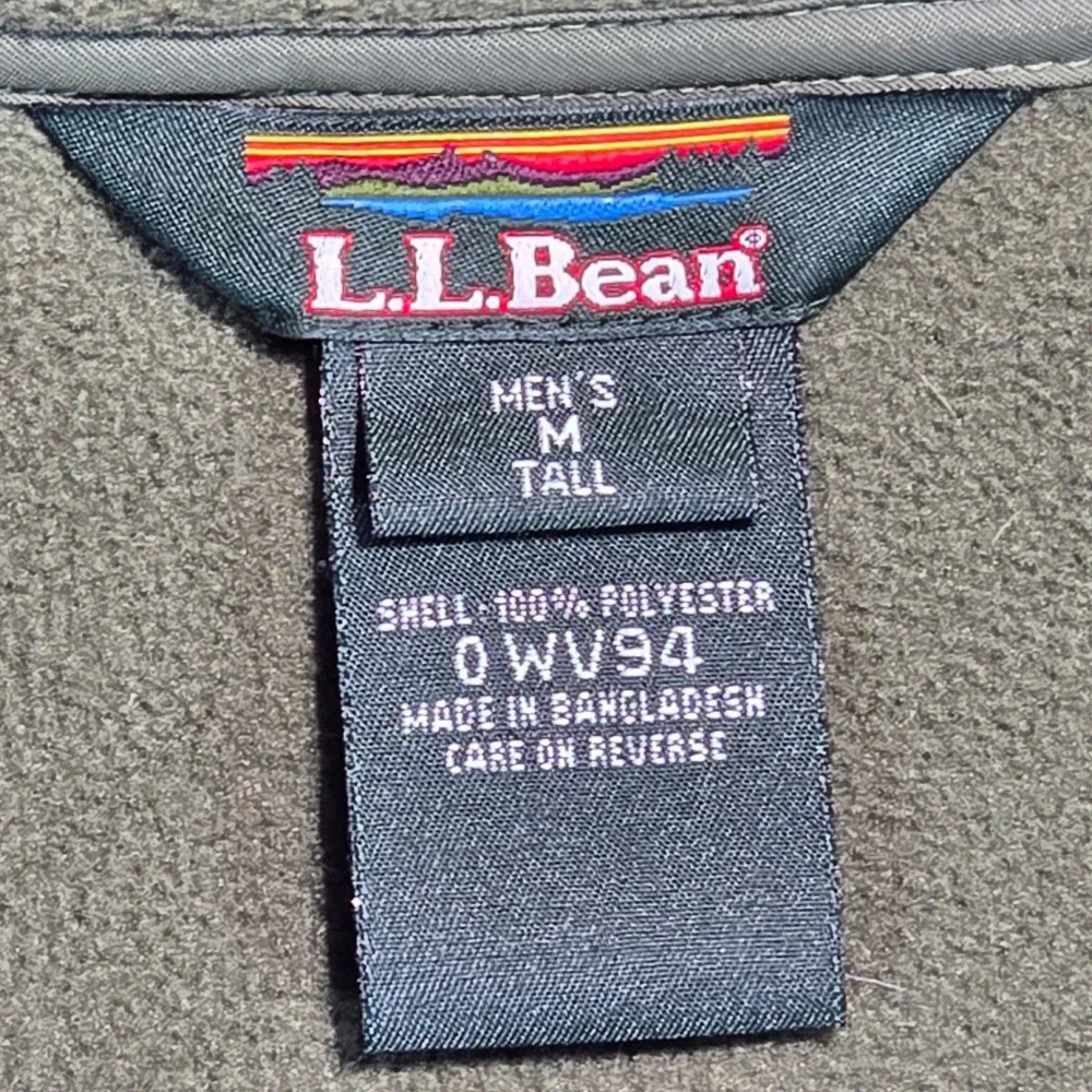LL Bean Mens Fleece Jacket Full Zip Olive Green Medium‎ Tall 0WV94